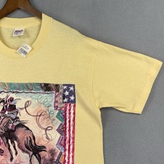 Vintage Texas Rodeo Shirt Men Medium Anvil Yellow Short Sleeve Single Stitch USA