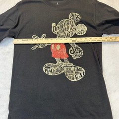 Disney Parks Mickey Mouse T-Shirt Men Small Black Word Art Graphic Tee Disneyana