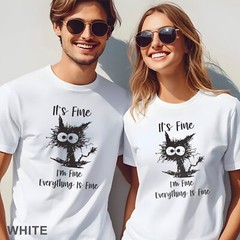 It’s Fine I’m Fine Everything Is Fine Shirt, Cute Black Cat Tee, , 202826