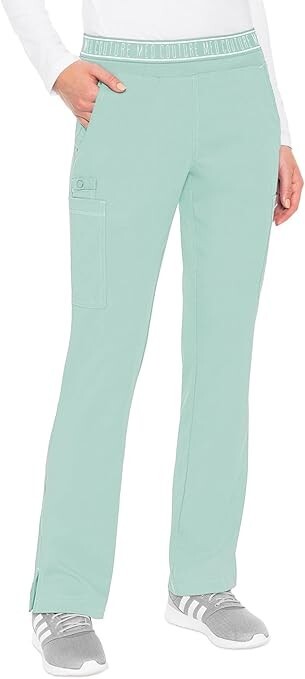 NWT Med Couture Women’s Yoga Pull-On Pant, 7 Pockets, Large Petite, Sea Mist