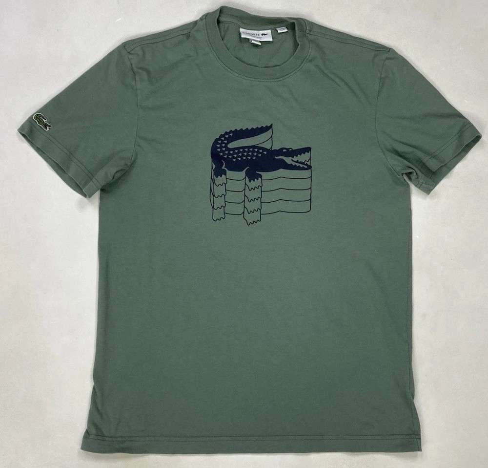 Lacoste Graphic T-shirt Men Size 3 Small Green Short Sleeve