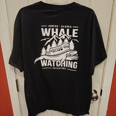 Juneau Alaska Whale Watching Adventure Hanes Shirt Mens XL Black Graphic Tee