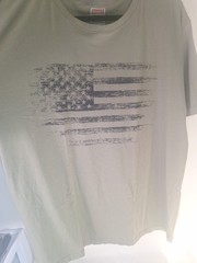 USA Distressed Flag Men’s T Shirt Patriotic American Tee XL New Army Green