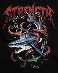 Men’s Vintage Washed Graphic T-Shirt Shark Octopus Anchor Print Streetwear Tee