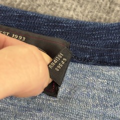 RRL Ralph Lauren Shirt Mens Medium Blue Striped Short Sleeve Crewneck Cotton Tee