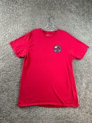 Vans Shirt Mens Large Red Blue Hawaiian Maui Sunset Palm Island Casual FLAW