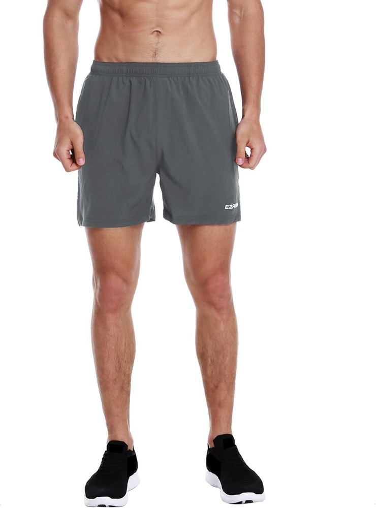 EZRUN Men’s 5 Inches Running Workout Shorts Quick Dry Lightweight Small, Grey