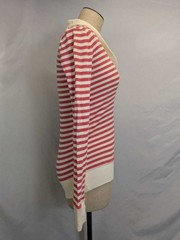 American Eagle Outfitters Striped V-Neck Shawl Collar Long Sleeve Thermal Top LG