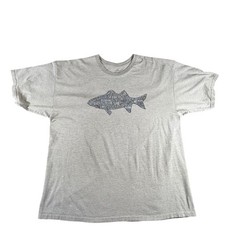 G.H. Bass & Co. Mens T Shirt Gray Fish Graphic Short Sleeve Crew Neck Tee 2X