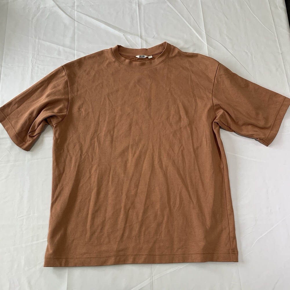 Uniqlo Uni Qlo Mens Brown T-Shirt Large Cotton Polyester