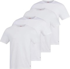 Levi’s Men’s 4 Pack Premium Cotton Crewneck Short Sleeve White T-Shirt