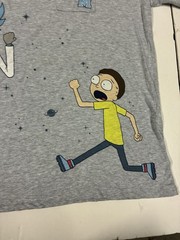 Rick & Morty T-shirt Short Sleeve Adult Swim Top Pocket, Size XXL All Over Print