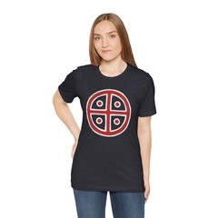 Red & White Solar Cross T-Shirt | Ancient Sun Symbol Graphic Tee Shirt