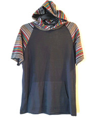 Beautiful Giant Men’s Short Sleeve Hoodie Black with Aztec Design Size Medium