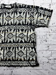 Vintage LA Destination Black Geometric Pattern Hand Made T Shirt Men’s Size 3XL