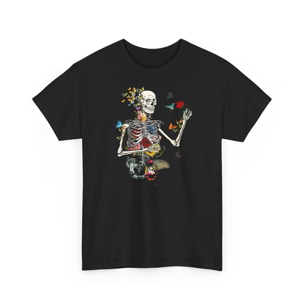 Cool Skeleton Plant Flower Halloween Tee