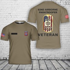 Personalized Name US Army 82nd Airborne Division Veteran T-Shirt 3D S-5XL