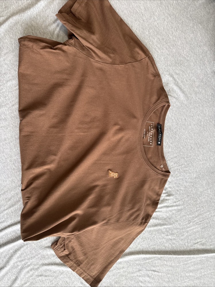James Bark Crew Neck Tshirt Size XL Brown Pima Cotton