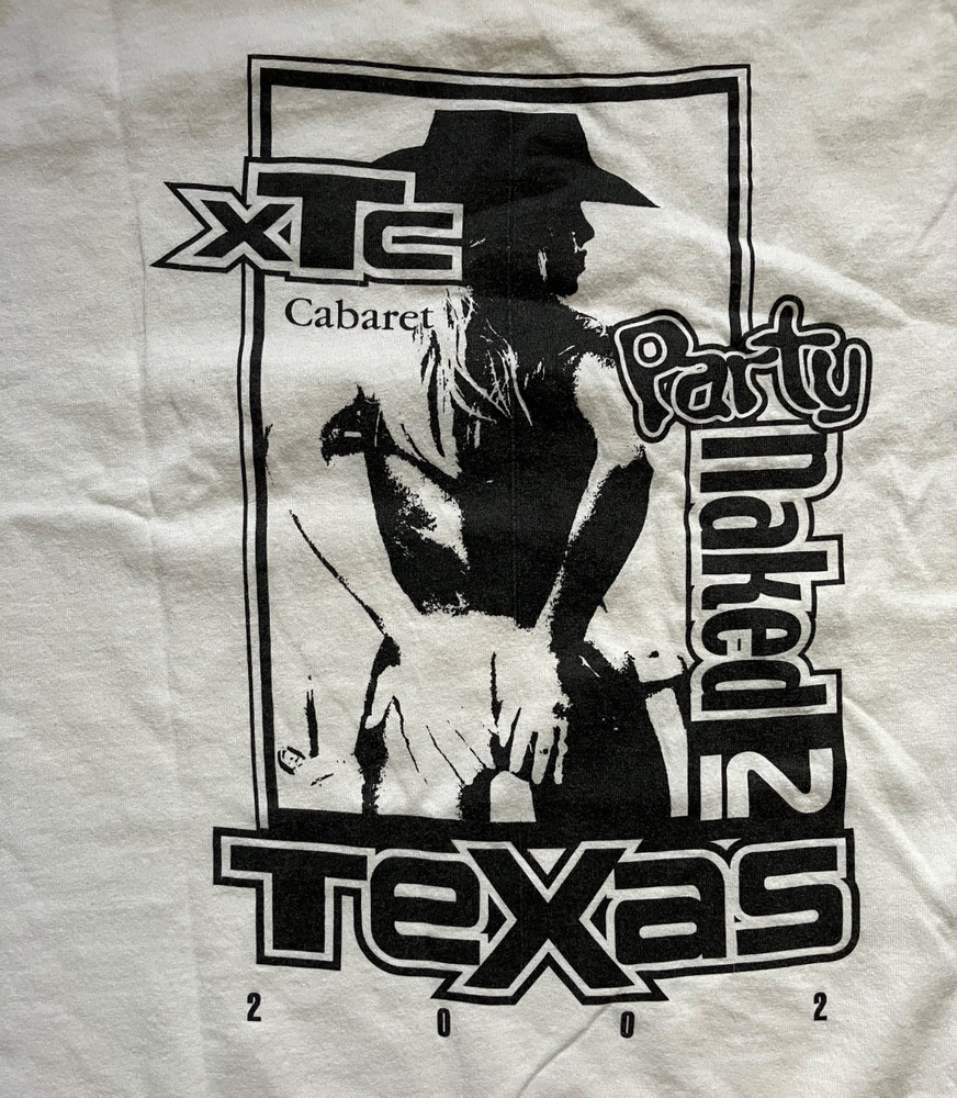 Vintage Mens XTC Cabaret Party Naked 02 Texas Strip Club Large Shirt Nude Dancer