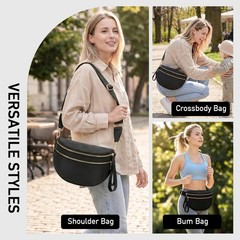 Crossbody Bag for Women Nylon Bum Bag with Wide Adjustable Strap Large Capaci…