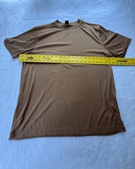 Tulliano Men’s Large Brown Ribbed Mock Neck Short Sleeve Stretch T-Shirt