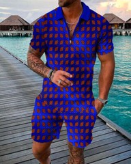 Summer Mens Sweatsuit Short Sleeve T Shirts & Shorts Set 2 Piece Set Outfit 2025