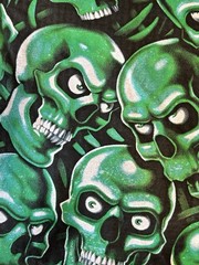Vintage Liquid Blue Glow In Dark Skull Pile T-Shirt on Port & Co Blank 2007
