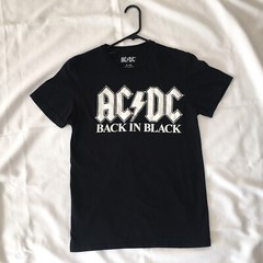 AC DC T Shirt Mens size S Black Graphic Back In Black Short Sleeve Tee Rock Band