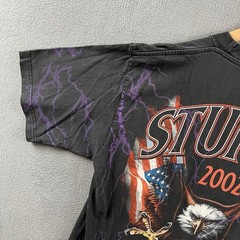 Vintage Sturgis Shirt Mens Large Black Purple Lightning Wolf Biker Rally AOP