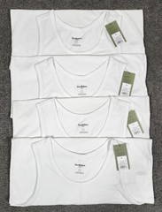 Men’s Sleeveless Tanks T Shirts M White 4 PACK Goodfellow Round Neck Stretch