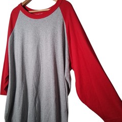 Shaka Active Baseball Shirt Men 3XL Gray Red Raglan Sleeve Sporty