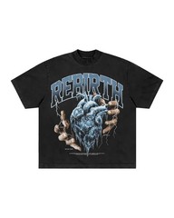 Heavy Cotton Graphic Tee Gothic Aesthetic Heart Print Men’s Casual Streetwear