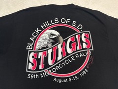 Vintage 1990s 1999 Sturgis Motorcycle Rally Black Hills Graphic T-Shirt, L NEW