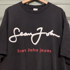 VTG Y2K Sean John Authentic Signature T Shirt Faded Black USA Cotton 2XL Diddy