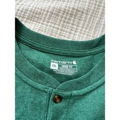 Lot of 2 NEW Carhartt Henley T-Shirt Green Blue Loose Fit Pocket Workwear 2XL