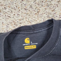 Carhartt Shirt Mens Large Black Short Sleeve Tee Work Wear Outdoors Adult A9*
