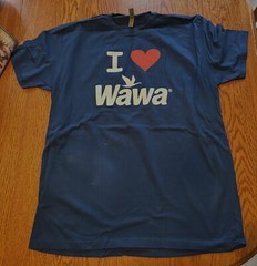 NWOT Wawa Unisex T-Shirt XL Teal Blue I Heart WAWA w Goose Logo Size XL 46 Chest
