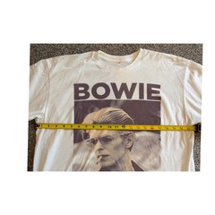 David Bowie Graphic T-Shirt Mens Large White Short Sleeve Rock Band Tee Portrait