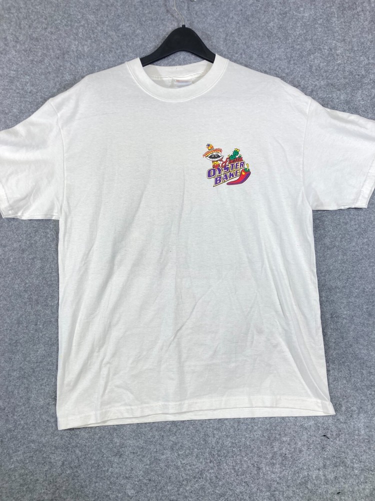 Hanes San Antonio Fiesta Clambake T-Shirt Mens L White Cotton 2003 Vintage