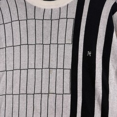 Stacy Adams Men’s Lightweight Long Sleeve Sweater, Cream and Black, Size Large