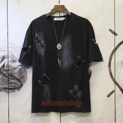 Men’s Punk Rock Distressed T-Shirt Safety Pin Hollow Out High Street Hip Hop Top