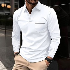 Mens Casual Shirts Grandad Long Sleeve Smart Work Business Golf Solid Tops