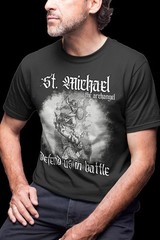 St.Michael The Archangel Defend Us In Battle Shirt Christian T-Shirts For Men