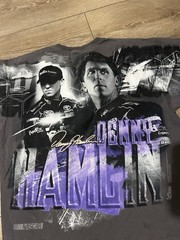 Nascar AOP Denny Hamlin Vintage Y2K Fed Ex Racing Streetwear Rare Tee Size XL