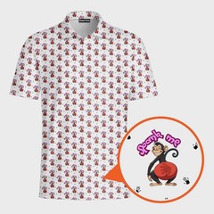 Men s Funny Monkey Polo Shirt: Cheeky Cartoon Monkey Pattern Golf Polo Party
