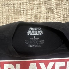 Nintendo Super Mario Mario “Player” Graphic Tee Black Cotton Crew Neck Men’s L