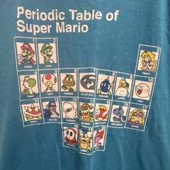Super Mario Periodic Table Graphic Blue Cotton Polyester Crew Neck Men’s XL