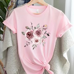 Watercolor Floral Trendy Spring Rose Mother’s Day Dusty Rose & Wildflower Shirt