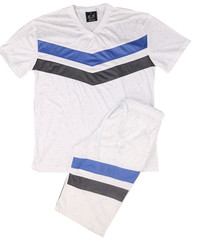MEN SUMMER LIGHTWEIGHT MESH STRIPED SPORTS SHORT SET W/DRAWSTRINGS