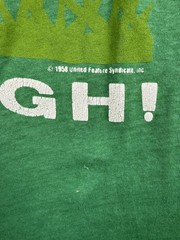 Vintage 1988 Snoopy Peanuts Shirt Mens Green Heavy Rough Golf Tee Cartoon Read